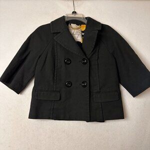 MILLY of New York coat Women 2 Black cropped 3/4 sleeve USA swing